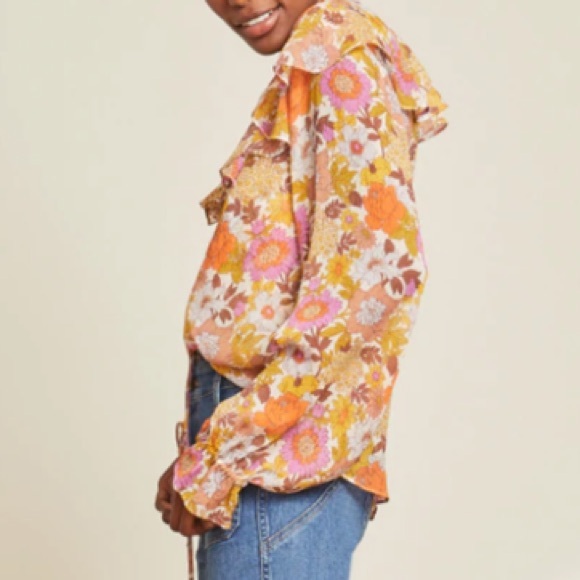 Veronica Beard Kitt Floral Silk Blouse Size 10 NWT Stone Multi - Picture 4 of 7